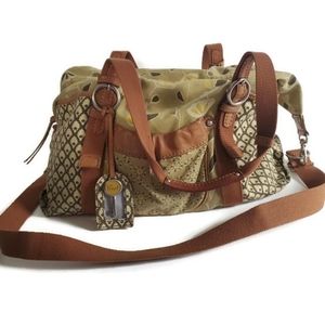Fossil Key-Per Floral Print Canvas XL Weekender Travel Duffel Bag